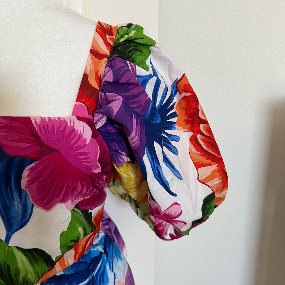 NWOT Farm Rio Multicolor Floral Puff Sleeve Top Small - Picture 4 of 10